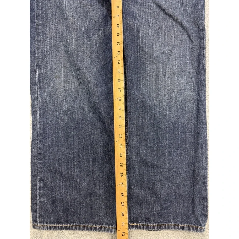Levis‎ 569 Jeans Men 38x32 Blue Loose Baggy Straight Whisker Distress Dark Denim